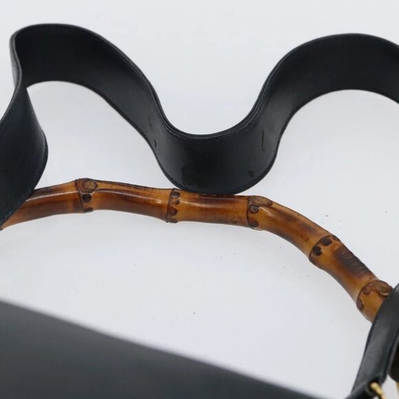 GUCCI Bamboo Hand Bag Leather 2way Green Gold - Picture 8 of 16